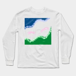 Blue green watercolor abstract glitter sparkle art Long Sleeve T-Shirt